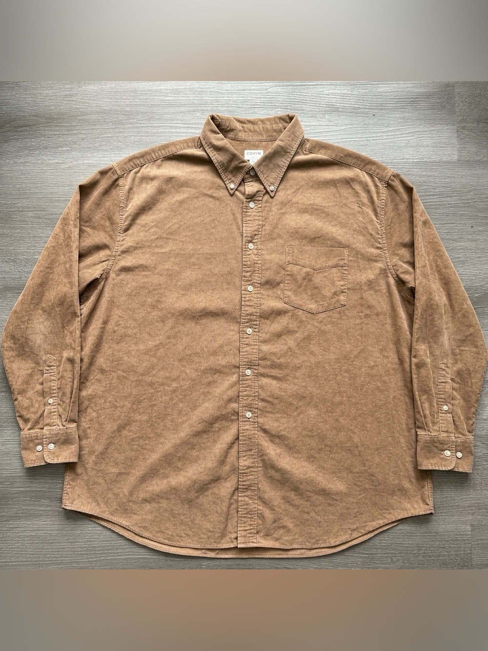 Covington Mens light Brown/Tan Corduroy Button Down Shirt 100% Cotton  Size XXL
